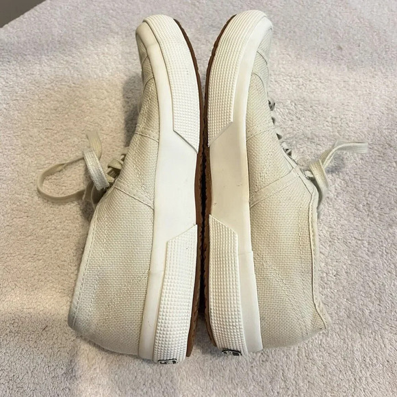 Superga Women Ivory Canvas Classic Sneaker 39.5/8 2750 Cotu Flat Shoe *Run Small - Picture 8 of 11